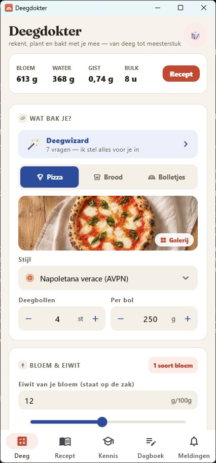Deegdokter: de deegcalculator met pizzastijl en grammen