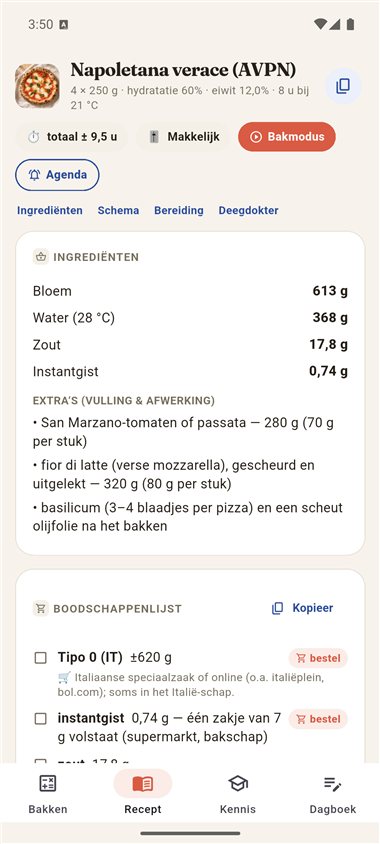 Deegdokter: het recept met tijdschema